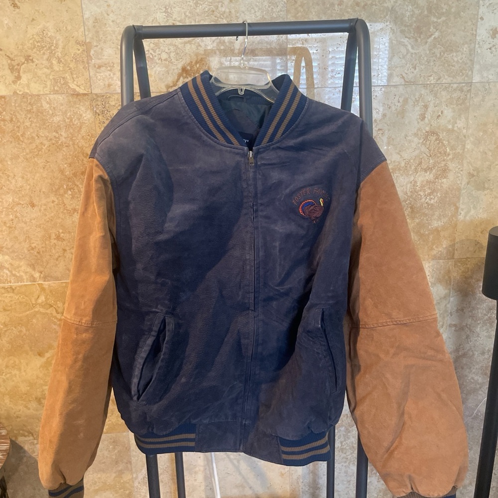 Port Authority Navy and Tan Varsity Jacket